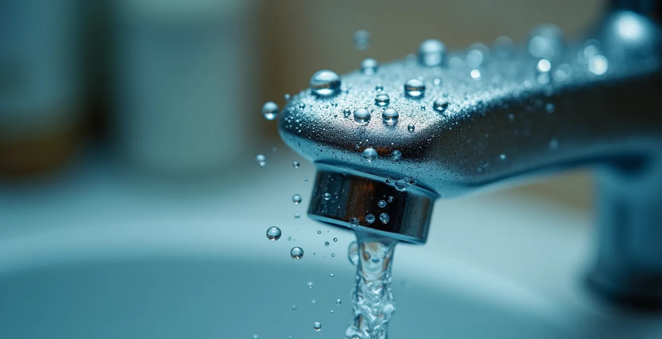 Vue macro de surfaces contaminées dans une salle de bain
